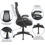 English Elm Commercial Grade High Back Executive Swivel Office Chair with Flip-Up Arms