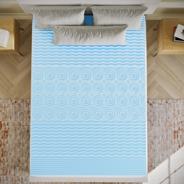 English Elm 2 Inch Cooling Gel Infused 5-Zone Full Memory Foam Mattress Topper with CertiPUR-US Certified Foam