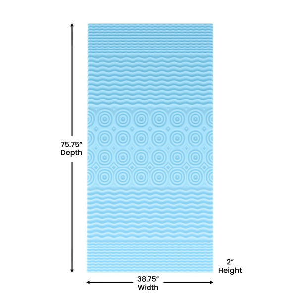 English Elm 2 Inch Cooling Gel Infused 5-Zone Twin Memory Foam Mattress Topper with CertiPUR-US Certified Foam