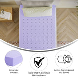 English Elm 3 Inch Lavender Infused Twin Memory Foam Mattress Topper with Ventilated Design and CertiPUR-US Certified Foam