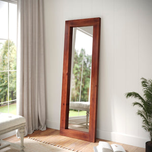 English Elm 22x65 Full Length Mirror, Wall Mounted or Wall Leaning, Rustic Solid Wood Frame