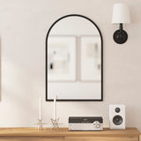 English Elm 20"x30" Arched Metal Framed Wall Mirror for Hallways, Entryways, Dining and Living Rooms,