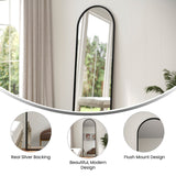 English Elm 22"x65" Arched Metal Framed Wall Mirror for Hallways, Entryways, Dining and Living Rooms,