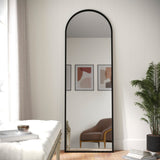 English Elm 22"x65" Arched Metal Framed Wall Mirror for Hallways, Entryways, Dining and Living Rooms,