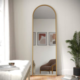 English Elm 22"x65" Arched Metal Framed Wall Mirror for Hallways, Entryways, Dining and Living Rooms,