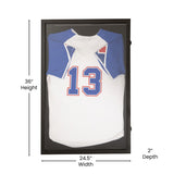 English Elm 24x36 Jersey Display Case with Solid Pine Wood Frame, Velvet Backing Board, and Anti-Theft Lock