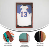 English Elm 24x36 Jersey Display Case with Solid Pine Wood Frame, Velvet Backing Board, and Anti-Theft Lock