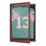 English Elm 24x36 Jersey Display Case with Solid Pine Wood Frame, Velvet Backing Board, and Anti-Theft Lock