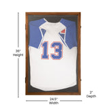 English Elm 24x36 Jersey Display Case with Solid Pine Wood Frame, Velvet Backing Board, and Anti-Theft Lock