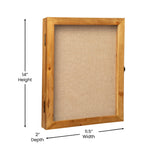 English Elm 11x14 Shadow Box Display Case with Linen Liner, 8 Push Pins and Solid Pine Wood Frame