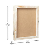 English Elm 11x14 Shadow Box Display Case with Linen Liner, 8 Push Pins and Solid Pine Wood Frame in wash