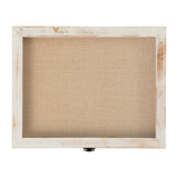 English Elm 11x14 Shadow Box Display Case with Linen Liner, 8 Push Pins and Solid Pine Wood Frame in wash