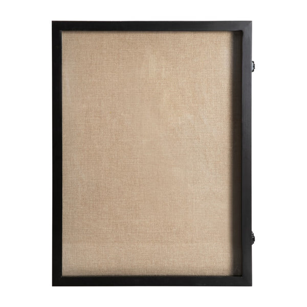 English Elm 18x24 Shadow Box Display Case with Linen Liner, 8 Push Pins and Solid Pine Wood Frame