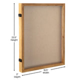 English Elm 18x24 Shadow Box Display Case with Linen Liner, 8 Push Pins and Solid Pine Wood Frame