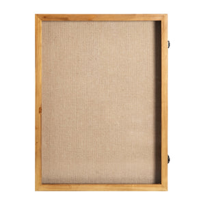 English Elm 18x24 Shadow Box Display Case with Linen Liner, 8 Push Pins and Solid Pine Wood Frame