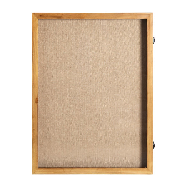 English Elm 18x24 Shadow Box Display Case with Linen Liner, 8 Push Pins and Solid Pine Wood Frame