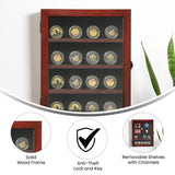 English Elm 11x14 Solid Pine Medals Display Case with 3 Channel Grooved Removable Shelves