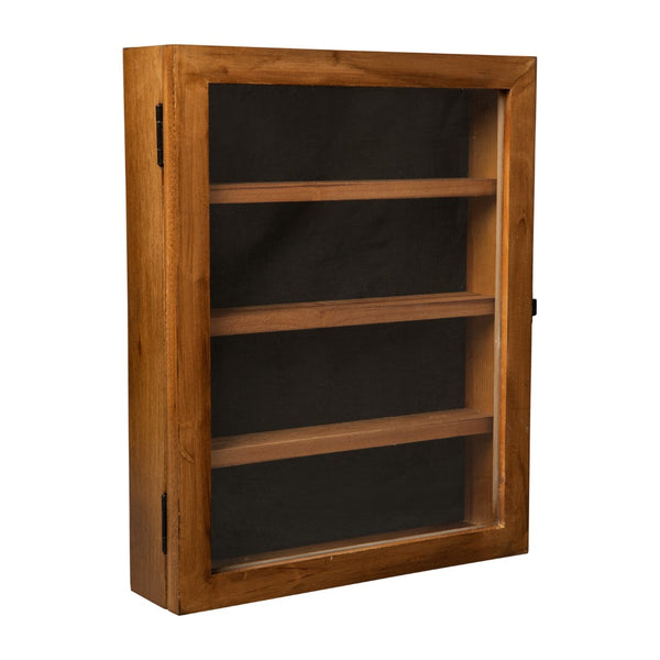 English Elm 11x14 Solid Pine Medals Display Case with 3 Channel Grooved Removable Shelves