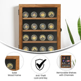 English Elm 11x14 Solid Pine Medals Display Case with 3 Channel Grooved Removable Shelves