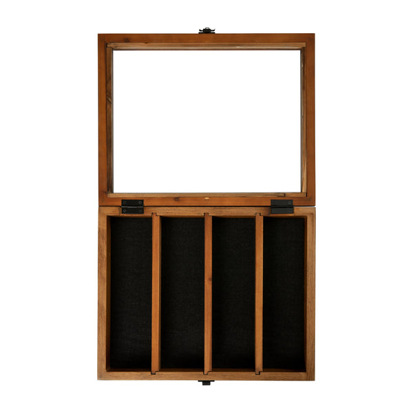 English Elm 11x14 Solid Pine Medals Display Case with 3 Channel Grooved Removable Shelves