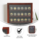 English Elm 14.5x17.5 Solid Pine Medals Display Case with 4 Channel Grooved Removable Shelves