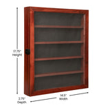 English Elm 14.5x17.5 Solid Pine Medals Display Case with 4 Channel Grooved Removable Shelves