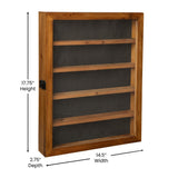 English Elm 14.5x17.5 Solid Pine Medals Display Case with 4 Channel Grooved Removable Shelves