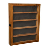 English Elm 14.5x17.5 Solid Pine Medals Display Case with 4 Channel Grooved Removable Shelves