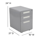 English Elm Commercial Grade Ergonomic 3-Drawer Mobile Locking Filing Cabinet with Anti-Tilt Mechanism and Hanging Drawer for Legal & Letter Files,