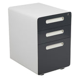 English Elm Commercial Grade Ergonomic 3-Drawer Mobile Locking Filing Cabinet with Anti-Tilt Mechanism & Letter/Legal Drawer, White with Charcoal Faceplate