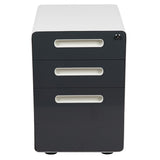 English Elm Commercial Grade Ergonomic 3-Drawer Mobile Locking Filing Cabinet with Anti-Tilt Mechanism & Letter/Legal Drawer, White with Charcoal Faceplate