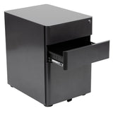 English Elm Commercial Grade Modern 3-Drawer Mobile Locking Filing Cabinet with Anti-Tilt Mechanism and Hanging Drawer for Legal & Letter Files,