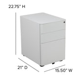 English Elm Commercial Grade Modern 3-Drawer Mobile Locking Filing Cabinet with Anti-Tilt Mechanism and Hanging Drawer for Legal & Letter Files,