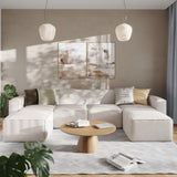 6-Pc Luxury Commercial Grade Sectional Sofa Set - Cream Upholstery, Solid Wood Frame, Configurable Seating