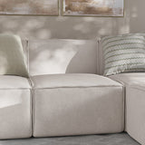 Modular Armless Center Seat Sectional Sofa - Cream Upholstery - Solid Wood Frame - Easy Assembly - Modern Style - 300 lbs Capacity