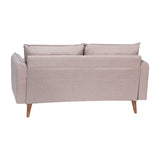 English Elm Mid-Century Modern Loveseat Sofa with Faux Linen Fabric Upholstery & Solid Wood Legs