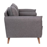 English Elm Mid-Century Modern Loveseat Sofa with Faux Linen Fabric Upholstery & Solid Wood Legs