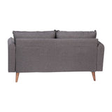 English Elm Mid-Century Modern Loveseat Sofa with Faux Linen Fabric Upholstery & Solid Wood Legs