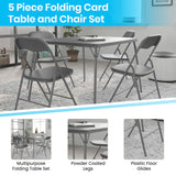 English Elm Commercial Grade 5 Piece Folding Card Table and Chair Set