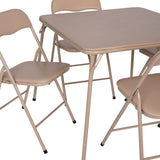 English Elm Commercial Grade 5 Piece Folding Card Table and Chair Set