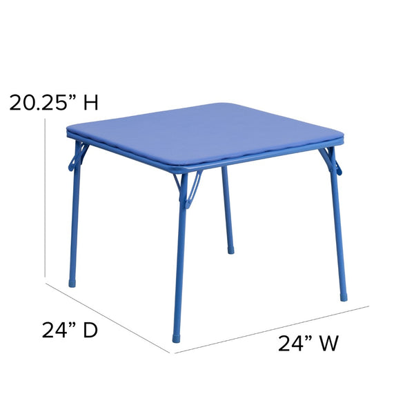 English Elm Commercial Grade Kids Colorful 3 Piece Folding Table and Chair Set