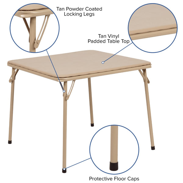 English Elm Commercial Grade Kids 3 Piece Folding Table and Chair Set