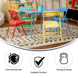 English Elm Commercial Grade Kids Colorful 5 Piece Folding Table and Chair Set