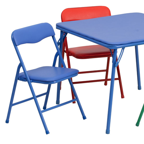 English Elm Commercial Grade Kids Colorful 5 Piece Folding Table and Chair Set