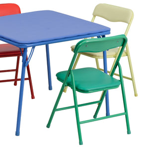 English Elm Commercial Grade Kids Colorful 5 Piece Folding Table and Chair Set