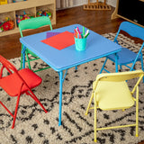 English Elm Commercial Grade Kids Colorful 5 Piece Folding Table and Chair Set