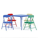 English Elm Commercial Grade Kids Colorful 5 Piece Folding Table and Chair Set