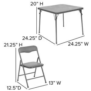 English Elm Commercial Grade Kids 5 Piece Folding Table and Chair Set