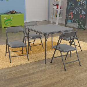 English Elm Commercial Grade Kids 5 Piece Folding Table and Chair Set