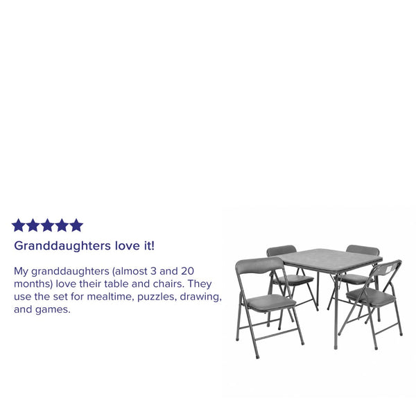 English Elm Commercial Grade Kids 5 Piece Folding Table and Chair Set